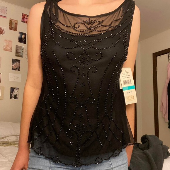 Vintage 90s / Early 2000s Beaded Mesh Tank Top Small - Picture 7 of 7